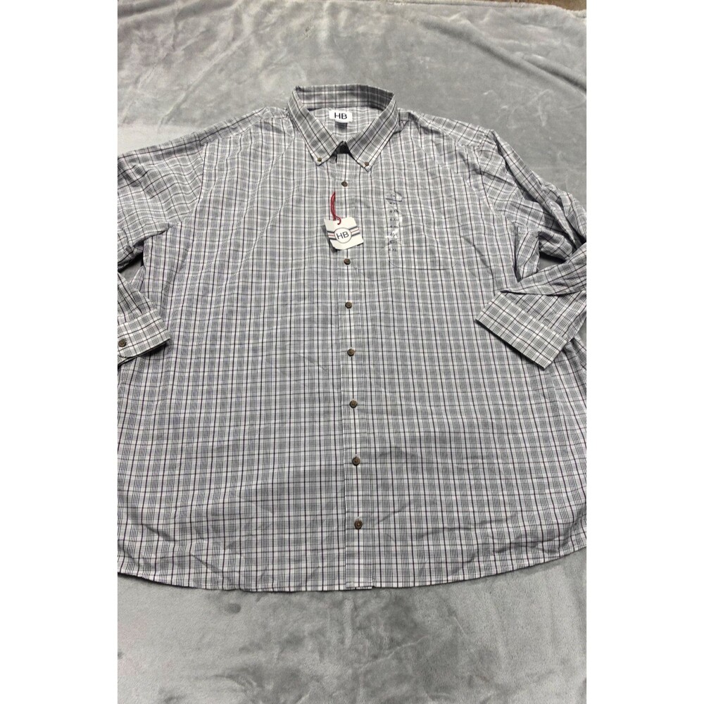 HB Harbor‎ Bay Men's Size 4XL Purple Multi Easy Care Plaid Shirt NWT